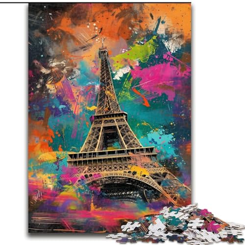 1000-teiliges Puzzle für Erwachsene, Kunst-Eiffelturm-Puzzle aus Pappe, anspruchsvolles Denkspiel für Teenager, unterhaltsames interaktives Spiel für die ganze Familie, 1000 Teile(26x38cm) von XHAXING