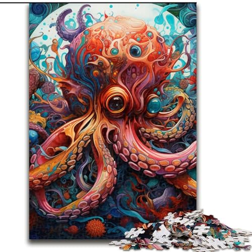 1000-teiliges Puzzle für Erwachsene, Kunst-Oktopus-Puzzle aus Pappe, Spielzeug, Geschenk, pädagogisches, intellektuelles, entspannendes Familienspiel, 1000 Teile(26x38cm) von XHAXING
