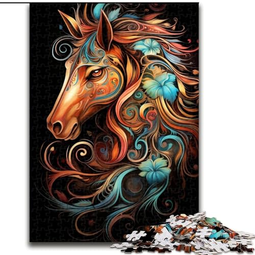 1000-teiliges Puzzle für Erwachsene, Kunst-Pferde-Puzzle aus Pappe, anspruchsvolles DIY-Denkspiel, interaktives Familienspiel, 1000 Teile(26x38cm) von XHAXING