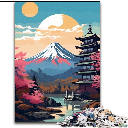 1000-teiliges Puzzle für Erwachsene, Mount Fuji, Japan-Puzzle aus Holz, interaktives Familienspiel, Denksportgeschenk, Lernspielzeug, 1000 Teile(50x75cm) von XHAXING