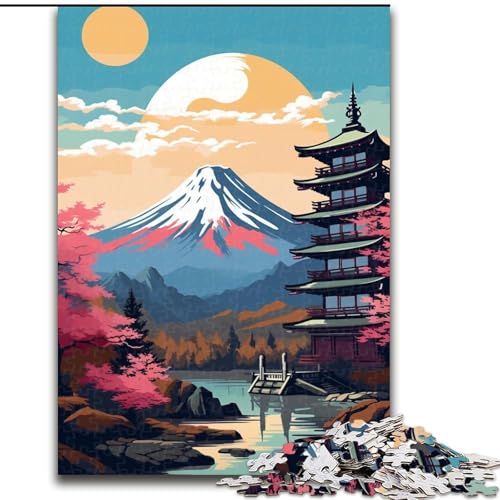 1000-teiliges Puzzle für Erwachsene, Mount Fuji, Japan-Puzzle aus Pappe, interaktives Familienspiel, Denksportgeschenk, Lernspielzeug, 1000 Teile(26x38cm) von XHAXING