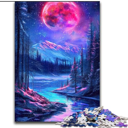 1000-teiliges Puzzle für Erwachsene, Neon-Winter-Natur-Puzzle aus Holz, interaktives Familienspiel, Denksport-Geschenk, Lernspielzeug, 1000 Stück(50x75cm) von XHAXING