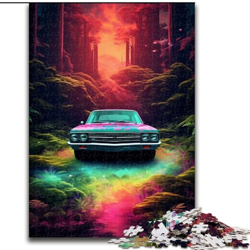 1000-teiliges Puzzle für Erwachsene, Neonauto in der Natur, Puzzle aus Holz, anspruchsvolles Denkspiel für Teenager, unterhaltsames interaktives Spiel für die ganze Familie, 1000 Teile(50x75cm) von XHAXING