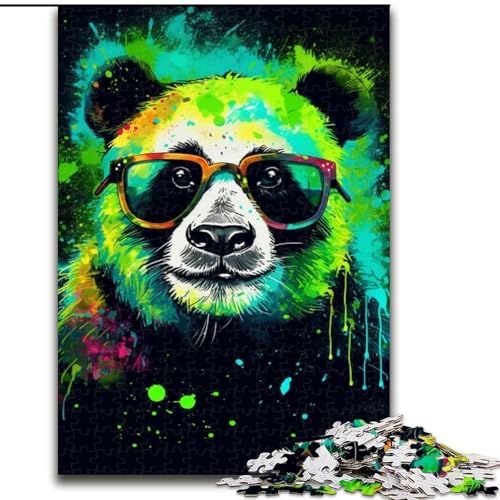 1000-teiliges Puzzle für Erwachsene, Panda mit Brille, Puzzle aus Holz, anspruchsvolles Denkspiel für Teenager, unterhaltsames interaktives Spiel für die ganze Familie, 1000 Teile(50x75cm) von XHAXING