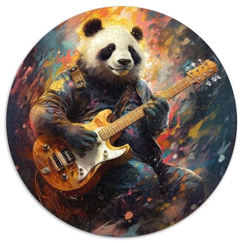 1000-teiliges Puzzle für Erwachsene, Panda spielt Gitarre, rund, aus Pappe, Aktivität zur Bindung der Familie, Geschenk zur Heimdekoration, Familienspielzeug (Größe 67,5 x 67,5 cm) von XHAXING