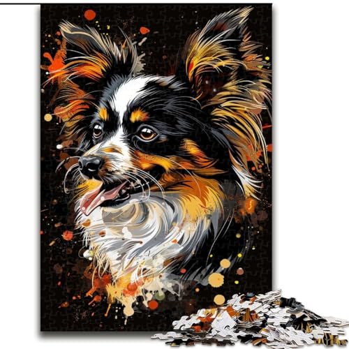 1000-teiliges Puzzle für Erwachsene, Papillon-Hundekunst-Puzzle aus Holz, hochschwieriges Denkspiel für Teenager, 1000 Teile(50x75cm) von XHAXING