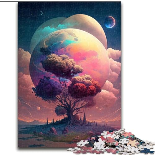 1000-teiliges Puzzle für Erwachsene, Planetenfarben-Baum-Puzzle aus Pappe, Denkspiel, interaktives Familienspiel, geeignet für Kinder ab 14 Jahren, 1000 Teile(26x38cm) von XHAXING