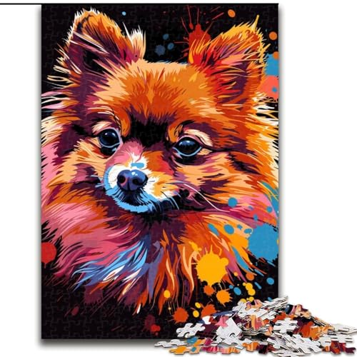 1000-teiliges Puzzle für Erwachsene, Pomeranian Dog Art Puzzle aus Holz, schwieriges Denkspiel für Teenager, 1000 Teile(50x75cm) von XHAXING