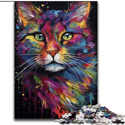 1000-teiliges Puzzle für Erwachsene, Porträt Einer schönen Katze, Puzzle aus Pappe, interaktives Familienspiel, Denksportgeschenk, Lernspielzeug, 1000 Teile(26x38cm) von XHAXING