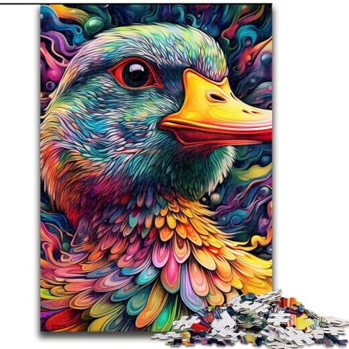 1000-teiliges Puzzle für Erwachsene, Psychedelic Duck Puzzle aus Pappe, Spielzeug, Geschenk, pädagogisches intellektuelles Dekomprimierungsspaß-Familienspiel, 1000 Teile(26x38cm) von XHAXING