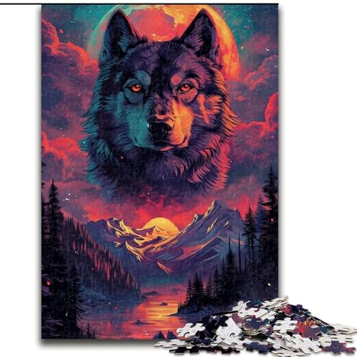 1000-teiliges Puzzle für Erwachsene, Psychedelic Husky Jigsaw Puzzle aus Pappe, ideal für Büro, Schlafzimmer, Wohnzimmer-Dekor, 1000 Stück(26x38cm) von XHAXING