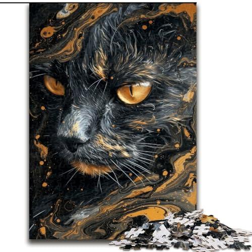 1000-teiliges Puzzle für Erwachsene, Psychedelische Kunst, Katzen-Puzzle aus Holz, Spielzeug, Geschenk, pädagogisches, intellektuelles, entspannendes Familienspiel, 1000 Teile(50x75cm) von XHAXING