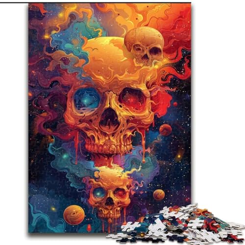 1000-teiliges Puzzle für Erwachsene, Psychedelisches Totenkopf-Puzzle aus Pappe, anspruchsvolles Denkspiel für Teenager, unterhaltsames interaktives Spiel für die ganze Familie, 1000 Teile(26x38cm) von XHAXING