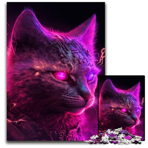 1000-teiliges Puzzle für Erwachsene, Punk-Mensch-Katze, Papp-Puzzle für Erwachsene für Teenager, Familienspieleabend, hirnfordernde Geschenkidee, 26x38cm von XHAXING
