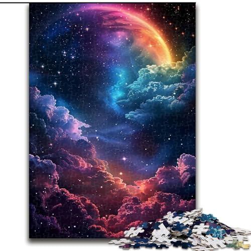 1000-teiliges Puzzle für Erwachsene, Regenbogenwolken-Puzzle aus Holz, anspruchsvolles Denkspiel für Teenager, unterhaltsames interaktives Spiel für die ganze Familie, 1000 Teile(50x75cm) von XHAXING