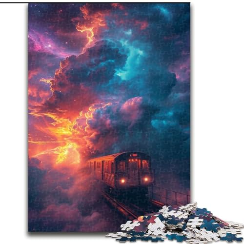 1000-teiliges Puzzle für Erwachsene, Regenbogenzug-Puzzle aus Holz, interaktives Familienspiel, Heimdekoration zum Selbermachen, anspruchsvolles Denksport-Geschenk, 1000 Teile(50x75cm) von XHAXING
