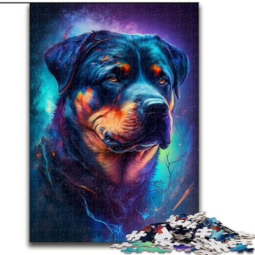 1000-teiliges Puzzle für Erwachsene, Rottweiler-Hunde-Puzzle aus Holz, Denkspiel, interaktives Familienspiel, geeignet für Kinder ab 14 Jahren, 1000 Stück(50x75cm) von XHAXING