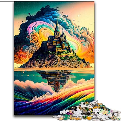 1000-teiliges Puzzle für Erwachsene, Schloss auf der Insel, Puzzle aus Holz, schwieriges Denkspiel für Teenager, 1000 Teile(50x75cm) von XHAXING