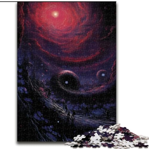 1000-teiliges Puzzle für Erwachsene, Schwarzes Loch, Spiralpuzzle aus Holz, interaktives Familienspiel, Denksportgeschenk, Lernspielzeug, 1000 Stück(50x75cm) von XHAXING