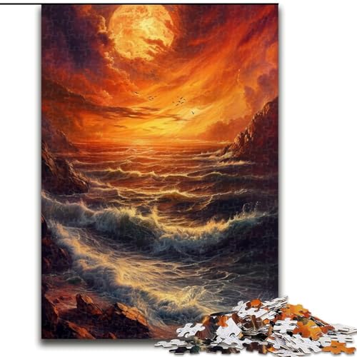 1000-teiliges Puzzle für Erwachsene, Sonnenuntergang über dem Meer, Puzzle aus Holz, Spielzeug, Geschenk, pädagogisches, intellektuelles, entspannendes Familienspiel, 1000 Teile(50x75cm) von XHAXING