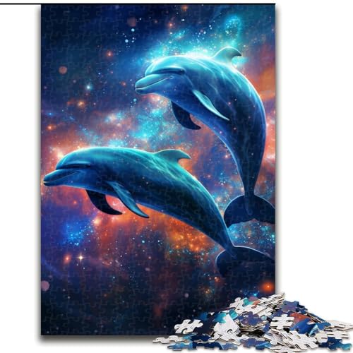 1000-teiliges Puzzle für Erwachsene, Springender Delfin, aus Holz, Spielzeug, Geschenk, pädagogisches, intellektuelles, entspannendes Spaß-Familienspiel, 1000 Teile(50x75cm) von XHAXING