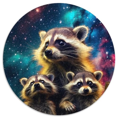 1000-teiliges Puzzle für Erwachsene, Sternenwaschbär, rund, Spielzeug, Geschenk, pädagogisches, intellektuelles, entspannendes Familienspiel (67,5 x 67,5 cm) von XHAXING