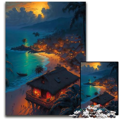 1000-teiliges Puzzle für Erwachsene, Strandhütte, Puzzles für Erwachsene, für Teenager und Familienspaß – DIY-Denkspiel, Geschenk, 50x75cm 1000-teiliges Puzzle für Erwachsene, Strandhütte, Puzzles für Erwachsene, für Teenager und Familienspaß – DIY-Denkspiel, Geschenk, 50x75cm von XHAXING