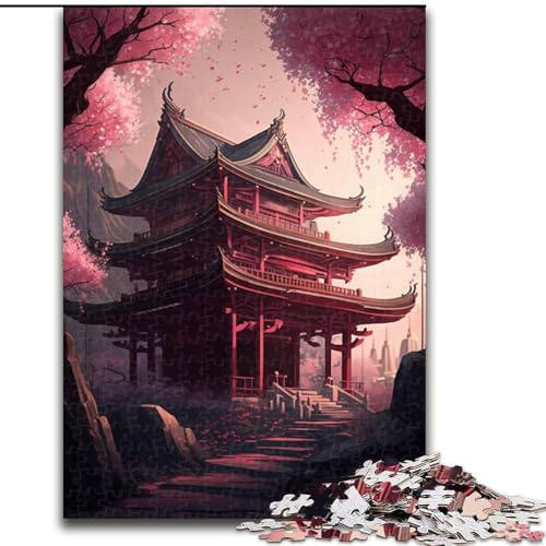 1000-teiliges Puzzle für Erwachsene, Tempel-Puzzle im japanischen Stil aus Holz, schwieriges Denkspiel für Teenager, 1000 Teile(50x75cm) von XHAXING