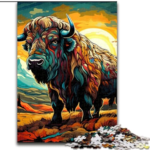 1000-teiliges Puzzle für Erwachsene, Tier-Büffel-Puzzle aus Holz, Denkspiel, interaktives Familienspiel, geeignet für Kinder ab 14 Jahren, 1000 Teile(50x75cm) von XHAXING