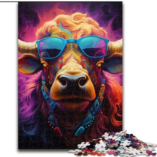 1000-teiliges Puzzle für Erwachsene, Tier-Büffel-Puzzle aus Pappe, ideales Weihnachts- oder Geburtstagsgeschenk, Partyspiel-Spielzeug, 1000 Teile(26x38cm) von XHAXING