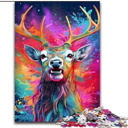 1000-teiliges Puzzle für Erwachsene, Tier-Elch-Puzzle aus Pappe, Denkspiel, interaktives Familienspiel, geeignet für Kinder ab 14 Jahren, 1000 Teile(26x38cm) von XHAXING