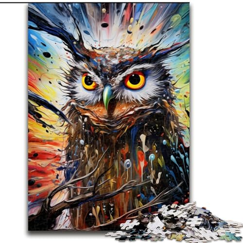 1000-teiliges Puzzle für Erwachsene, Tier-Eulen-Puzzle aus Pappe, interaktives Familienspiel, Denksportgeschenk, Lernspielzeug, 1000 Teile(26x38cm) von XHAXING