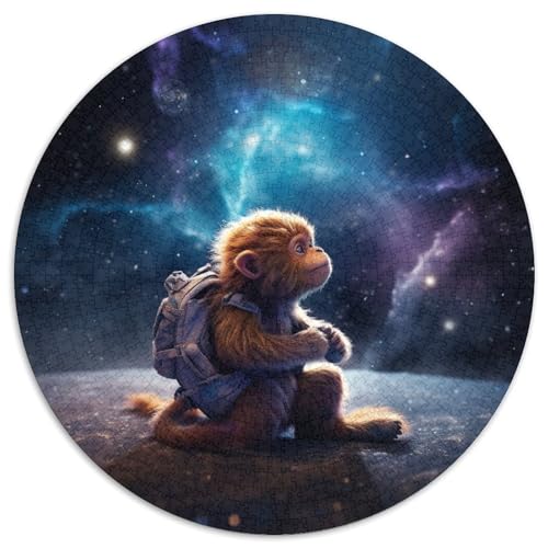 1000-teiliges Puzzle für Erwachsene, Tieraffe, rund, Papierpuzzle, anspruchsvolles Denkspiel für Teenager, Spaß für den Spieleabend mit der Familie (67,5 x 67,5 cm) von XHAXING