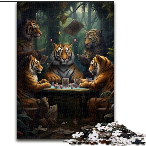 1000-teiliges Puzzle für Erwachsene, Tiere Spielen Poker, Puzzle aus Pappe, für Teenager und Jugendliche, ideales Geburtstags, 1000 Teile(26x38cm) von XHAXING