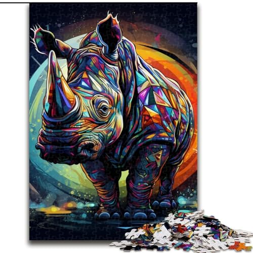 1000-teiliges Puzzle für Erwachsene, Tierkunst, Nashorn-Puzzle aus Holz, ideales Urlaubs- oder Geburtstagsgeschenk, Partyspiel-Spielzeug, 1000 Teile(50x75cm) von XHAXING