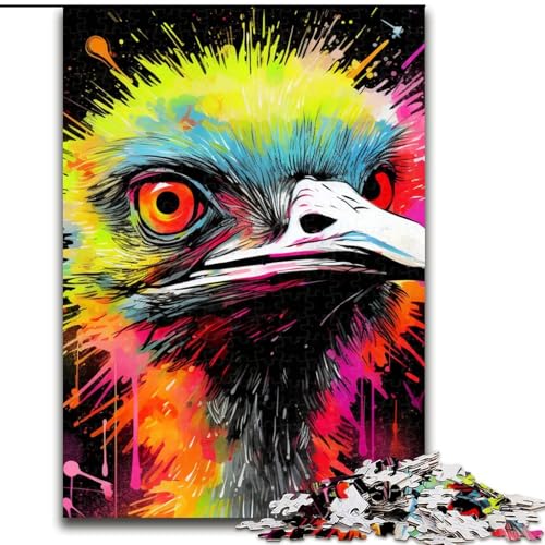 1000-teiliges Puzzle für Erwachsene, Tierkunst, Straußen-Puzzle aus Pappe, Familienaktivität, Heimdekoration zum Selbermachen, 1000 Teile(26x38cm) von XHAXING