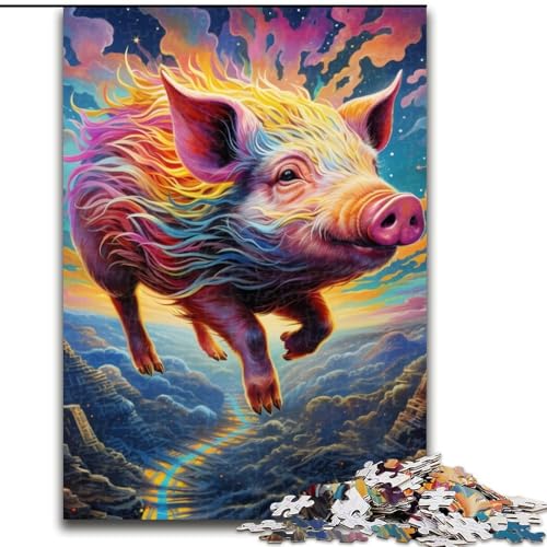 1000-teiliges Puzzle für Erwachsene, Tierkunst-Schweine-Puzzle aus Pappe, Denkspiel, interaktives Familienspiel, geeignet für Kinder ab 14 Jahren, 1000 Teile(26x38cm) von XHAXING