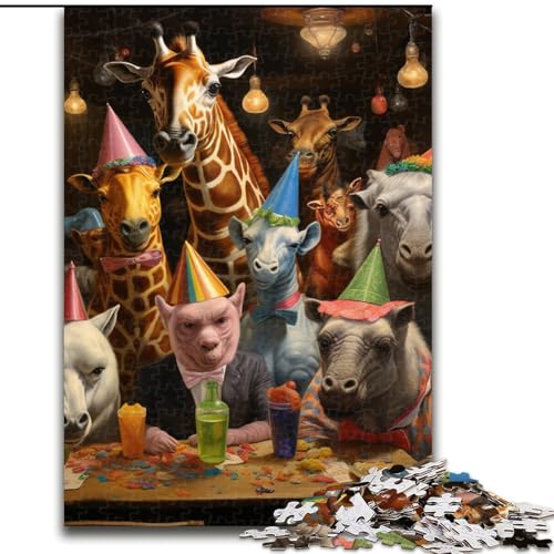 1000-teiliges Puzzle für Erwachsene, Tierparty-Puzzle aus Holz, ideales Urlaubs- oder Geburtstagsgeschenk, Partyspielspielzeug, 1000 Teile(50x75cm) von XHAXING