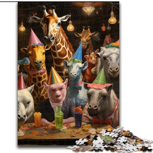 1000-teiliges Puzzle für Erwachsene, Tierparty-Puzzle aus Pappe, hochschwieriges Denkspiel für Teenager, 1000 Teile(26x38cm) von XHAXING