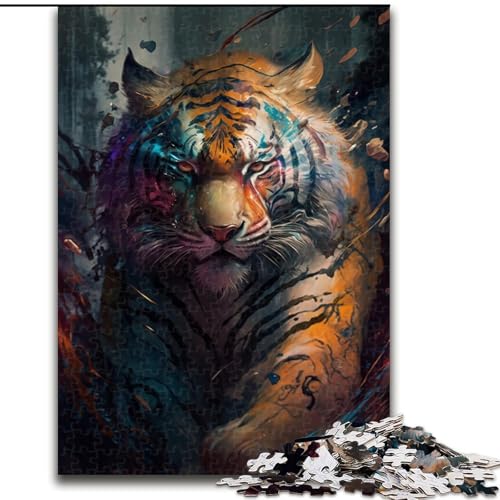 1000-teiliges Puzzle für Erwachsene, Tiger-Puzzle, aus Pappe, farbenfrohe Heimdekoration und interaktives Familienspiel, 1000 Teile(26x38cm) von XHAXING