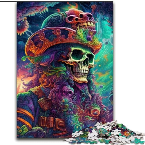1000-teiliges Puzzle für Erwachsene, Totenkopf-Piratenkapitän-Puzzle aus Pappe, anspruchsvolles DIY-Denkspiel, interaktives Familienspiel, 1000 Teile(26x38cm) von XHAXING
