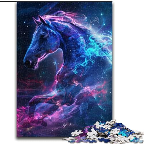 1000-teiliges Puzzle für Erwachsene, Traumhaftes lila Pferde-Puzzle aus Holz, anspruchsvolles Denkspiel für Teenager, unterhaltsames interaktives Spiel für die ganze Familie, 1000 Teile(50x75cm) von XHAXING