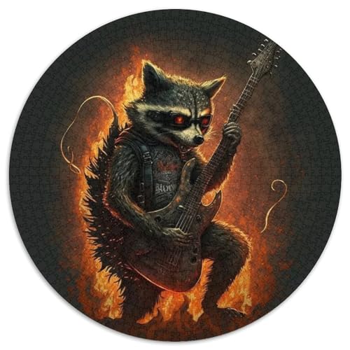 1000-teiliges Puzzle für Erwachsene, Waschbär spielt Gitarre, Papppuzzle, Aktivität für zu Hause für Feiertage, Geburtstage und Spieleabende mit der Familie (Größe 67,5 x 67,5 cm) von XHAXING