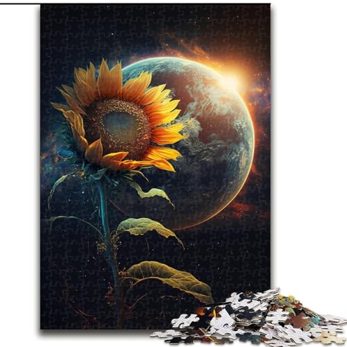 1000-teiliges Puzzle für Erwachsene, Weltraum-Sonnenblumen-Puzzle aus Holz, Denkspiel, interaktives Familienspiel, geeignet für Kinder ab 14 Jahren, 1000 Teile(50x75cm) von XHAXING