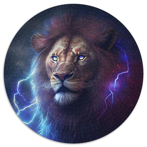 1000-teiliges Puzzle für Erwachsene, Weltraumlöwe, rund, Spielzeug, Geschenk, pädagogisches, intellektuelles, entspannendes Familienspiel (67,5 x 67,5 cm) von XHAXING