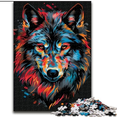 1000-teiliges Puzzle für Erwachsene, Wolf-Graffiti-Kunst-Puzzle aus Holz, Spielzeug, Geschenk, pädagogisches, intellektuelles, entspannendes Familienspiel, 1000 Teile(50x75cm) von XHAXING