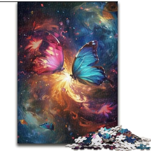 1000-teiliges Puzzle für Erwachsene, Zwei Schmetterlinge auf Zwei Seiten, EIN Puzzle aus Pappe, interaktives Familienspiel, Denksportgeschenk, Lernspielzeug, 1000 Teile(26x38cm) von XHAXING