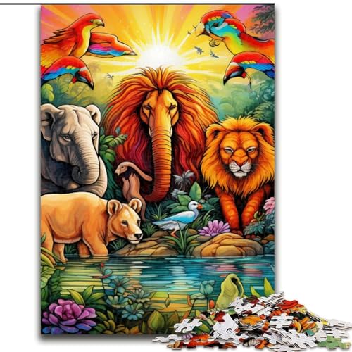 1000-teiliges Puzzle für Erwachsene, afrikanische Tiere, Puzzle aus Holz, interaktives Familienspiel, Denksportgeschenk, Lernspielzeug, 1000 Stück(50x75cm) von XHAXING