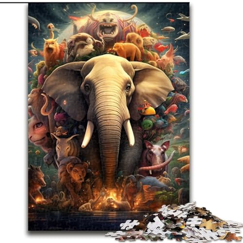 1000-teiliges Puzzle für Erwachsene, afrikanische Tiere, Puzzle aus Holz, schwieriges Denkspiel für Teenager, 1000 Teile(50x75cm) von XHAXING