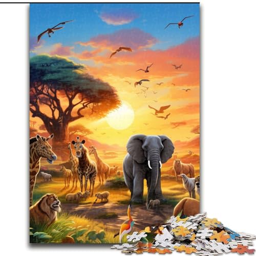1000-teiliges Puzzle für Erwachsene, afrikanische Tiere, Puzzle aus Pappe, Denkspiel, interaktives Familienspiel, geeignet für Kinder ab 14 Jahren, 1000 Teile(26x38cm) von XHAXING